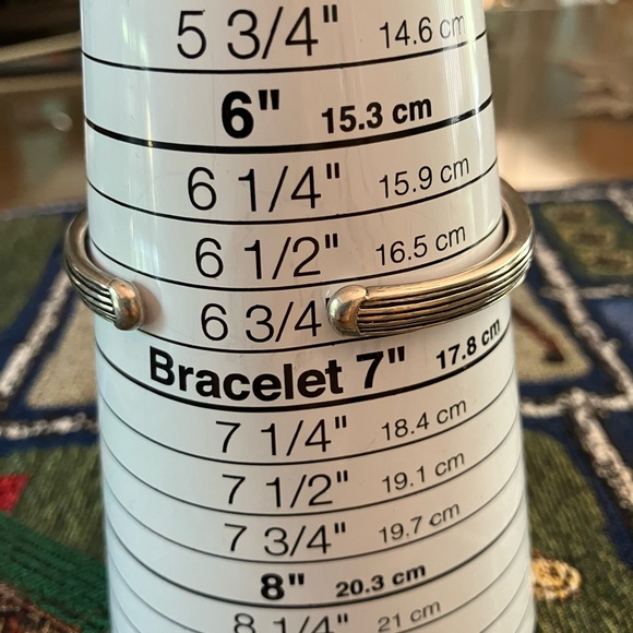 Eric Grossbardt 18K Sterling Kick Cuff Picasso Style Inlay Bangle Bracelet - Picture 5 of 11